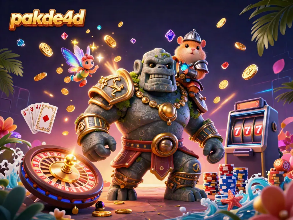 Experience the magic of pakde4d with lively characters and vibrant casino elements in a richly detailed scene.
